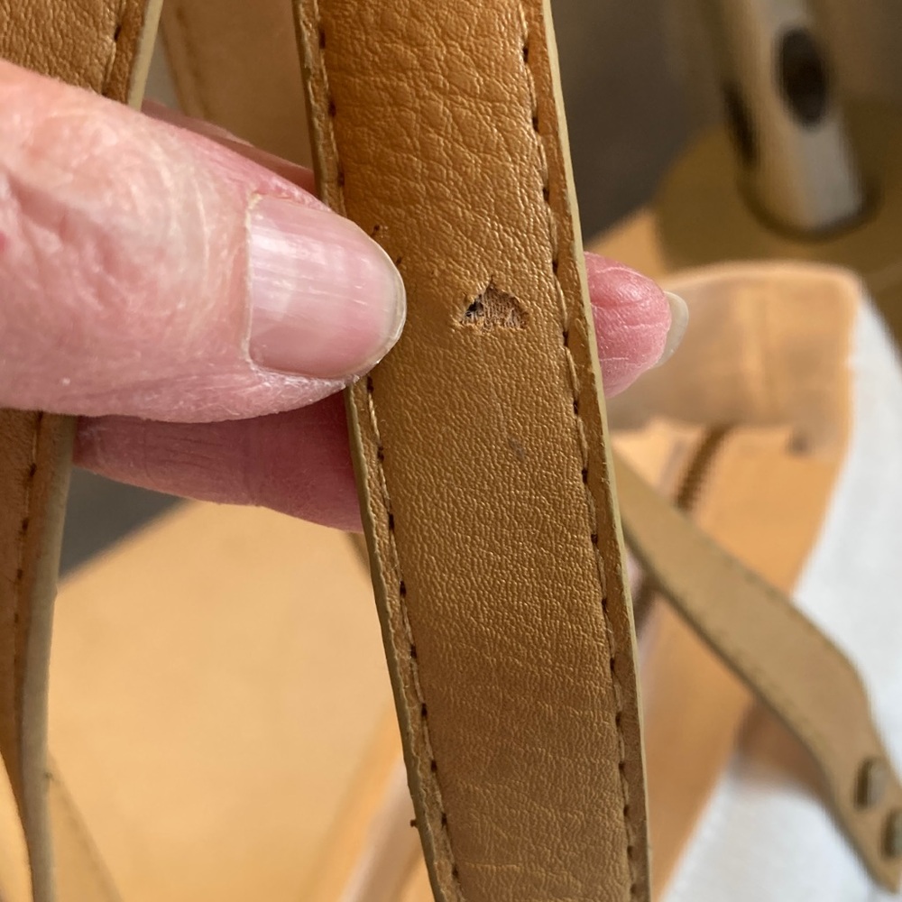 Cozy Earth White Canvas Tote with Tan Leather Handles - Picture 5 of 9